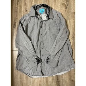 Christian Aujard Paris 3XLT Long Sleeve Button Down Black/White Geodesic Pattern